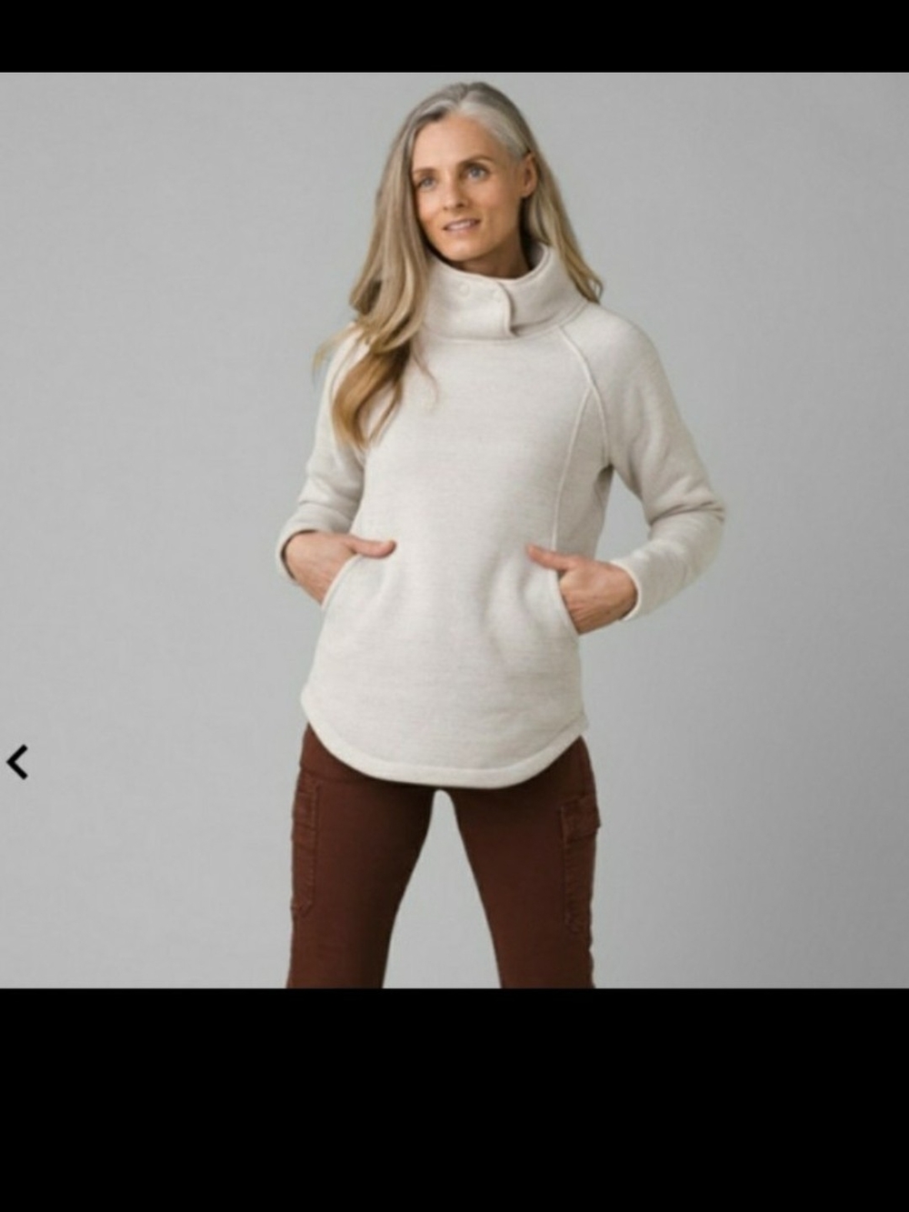 Prana Cream Funnel Neck Pullover Sweater